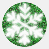 Elegant sparkling glitter green frosty snowflake runder aufkleber (Vorderseite)