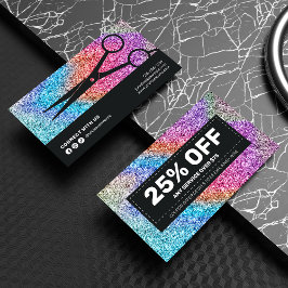 Elegant Sparkling Holographic Glitzer Hairstylist Rabattkarte