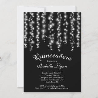 Elegant Sparkling Lights Quinceañera Party Einladung