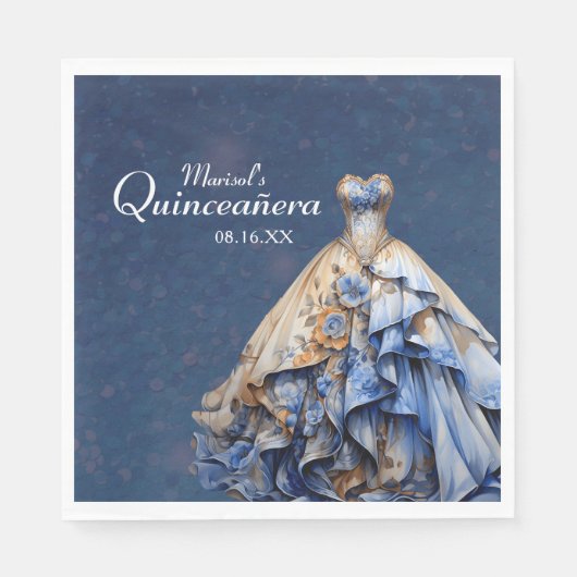 Elegant Sparkling Quinceanera Dress Serviette (Vorderseite)