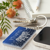 Elegant Sparkly Crown & Stars Royal Blue Monogram Schlüsselanhänger (Vorderseite rechts)