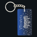 Elegant Sparkly Crown & Stars Royal Blue Monogram Schlüsselanhänger<br><div class="desc">♡ To choose a color other than royal blue, simply open the design in the Zazzle Design Editor Tool and change the background color. ♡ Add some glamorous bling to keys with an elegant sparkly personalized keychain. The text on this template is simple to personalize with your monogrammed name, initials...</div>