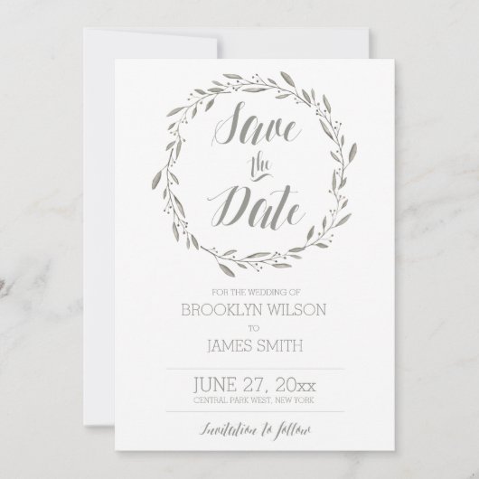 Elegant speichern Sie die Datumskarten Grauer Blum Save The Date (Vorderseite)