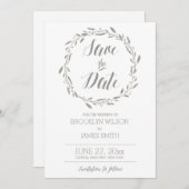 Elegant speichern Sie die Datumskarten Grauer Blum Save The Date (Vorne/Hinten)