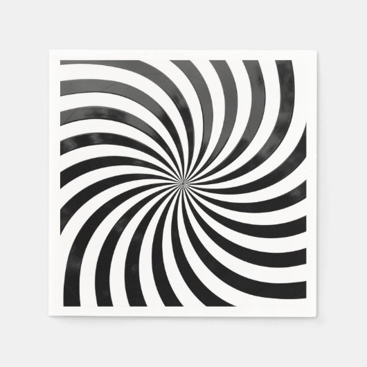 Elegant Spiral Black und White Paper Napkin Serviette (Vorderseite)