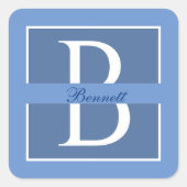 Elegant Split Initial Quadratischer Aufkleber (Vorderseite)