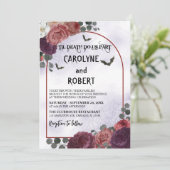 Elegant Spooky floral Gothic Halloween Hochzeit Einladung (Stehend Vorderseite)