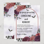 Elegant Spooky floral Gothic Halloween Hochzeit Einladung (Vorne/Hinten)