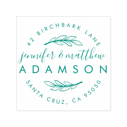 Elegant Sprig Wedding Couple's Rücksendeadresse Permastempel (Design)