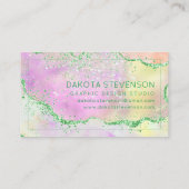 Elegant Spring Agate | Niedlich-grünes Rosa und Ge Visitenkarte (Rückseite)