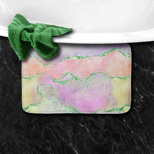 Elegant Spring Agate | Spielende Imitate Grüner Gl Badematte