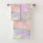 Elegant Spring Agate | Spielende Imitate Grüner Gl Badhandtuch Set (Insitu)