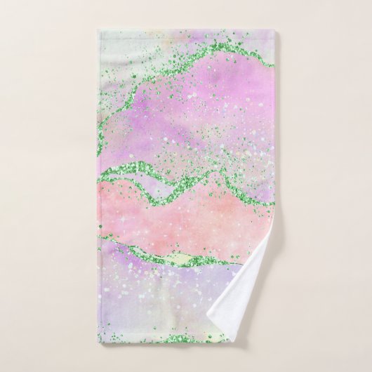 Elegant Spring Agate | Spielende Imitate Grüner Gl Badhandtuch Set (Handtuch)