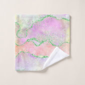 Elegant Spring Agate | Spielende Imitate Grüner Gl Badhandtuch Set (Waschlappen)