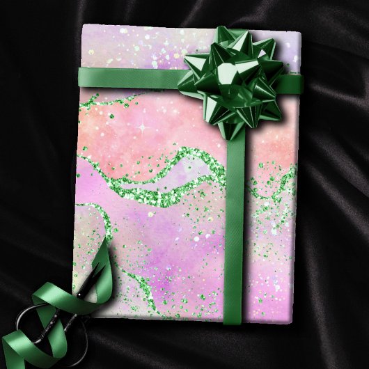 Elegant Spring Agate | Spielende Imitate Grüner Gl Geschenkpapier