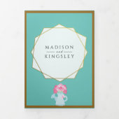 ELEGANT SPRING Aquamarine Hochzeitsfab Dreifach Gefaltete Einladung (Cover)