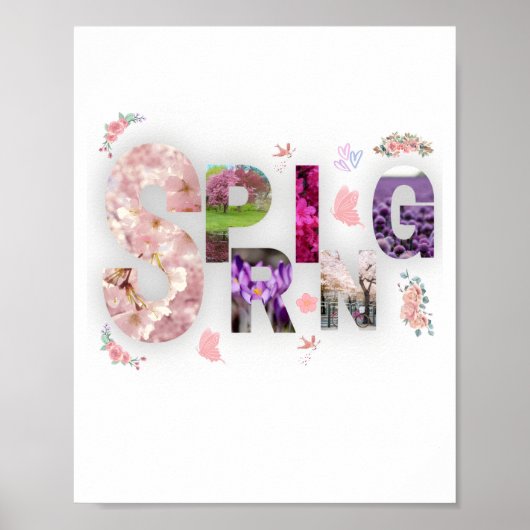 Elegant Spring Blooms Floral Typography Photo Coll Poster (Vorne)