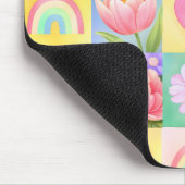 Elegant Spring Blossoms Heart Checkerboard Pattern Mousepad (Ecke)