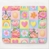 Elegant Spring Blossoms Heart Checkerboard Pattern Mousepad (Vorne)