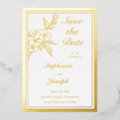 Elegant Spring Blossoms Photo White Save the Date Folieneinladung (Vorderseite)