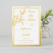 Elegant Spring Blossoms Photo White Save the Date Folieneinladung (Stehend vorne)