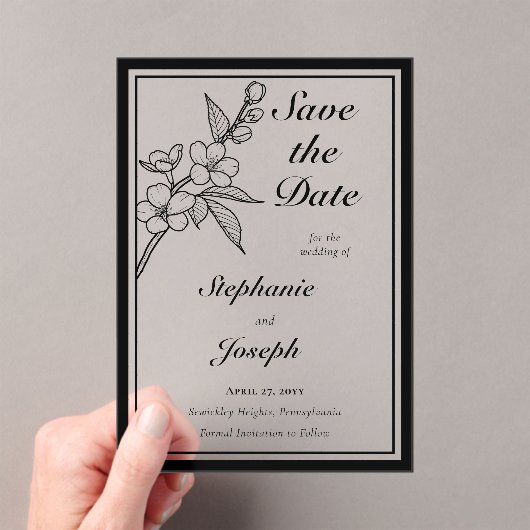Elegant Spring Blossoms Wedding Save the Date Acryleinladungen (Insitu (Handheld))