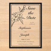 Elegant Spring Blossoms Wedding Save the Date Acryleinladungen (Vorderseite)