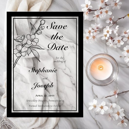 Elegant Spring Blossoms Wedding Save the Date Acryleinladungen