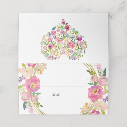 Elegant Spring Boho Blush Floral Platzkarte (Außenseite Aufgefaltet)