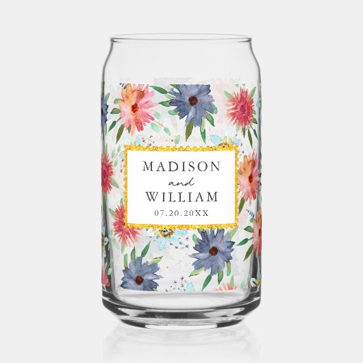 Elegant Spring Boho Chic Greenery Wildblume Dosenglas (Vorderseite)