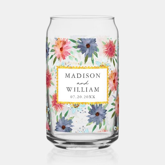 Elegant Spring Boho Chic Greenery Wildblume Dosenglas (Rückseite)