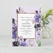 Elegant Spring Flora Irises Wedding Einladung (Stehend Vorderseite)
