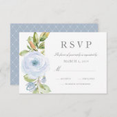 Elegant Spring Floral Dusty Blue Wedding RSVP (Vorne/Hinten)