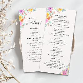 Elegant Spring Flowers Botanical Wedding Programm