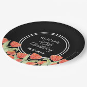 Elegant Spring Red Tulip Flora Black 45. Pappteller (Schrägansicht)