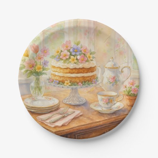 Elegant Spring Tea Party  Pappteller (Vorderseite)