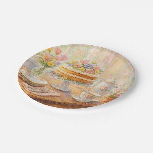 Elegant Spring Tea Party  Pappteller (Schrägansicht)