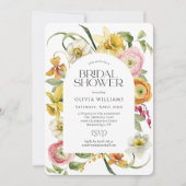 Elegant Spring Watercolor Floral Bridal Shower Einladung (Vorderseite)
