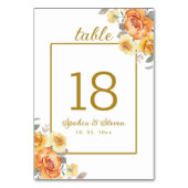Elegant spring Wedding with tangerine flowers Tischnummer (Vorderseite)