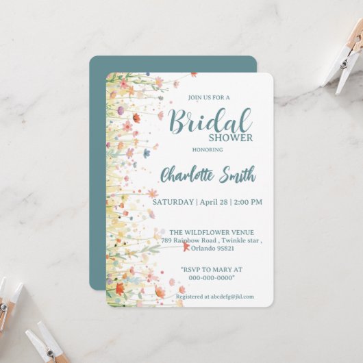 Elegant Spring Wildflower Rose Garden  Einladung (Vorderseite/Rückseite Beispiel)