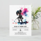 Elegant Spy Ninja Digital Girl zum Geburtstag Einladung (Stehend Vorderseite)