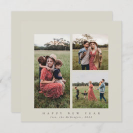 Elegant Square Triple Foto Happy New Year Feiertagskarte