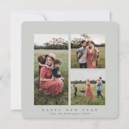 Elegant Square Triple Foto Happy New Year Feiertagskarte