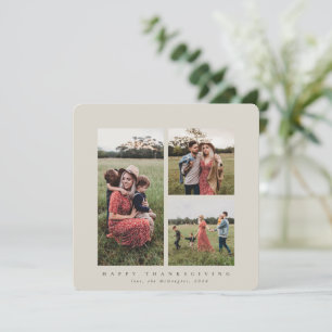 Elegant Square Triple Foto Happy Thanksgiving Karte