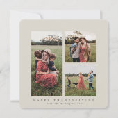 Elegant Square Triple Foto Happy Thanksgiving Karte (Vorderseite)