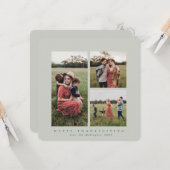 Elegant Square Triple Foto Happy Thanksgiving Karte (Vorderseite/Rückseite Beispiel)