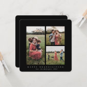 Elegant Square Triple Foto Happy Thanksgiving Karte (Vorderseite/Rückseite Beispiel)