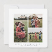Elegant Square Triple Foto Happy Thanksgiving Karte (Vorderseite)