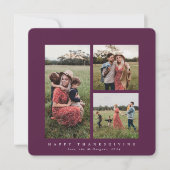Elegant Square Triple Foto Happy Thanksgiving Karte (Vorderseite)