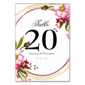 Elegant SquareBoho Blush PInk Floral Gold Wedding Tischnummer (Rückseite)